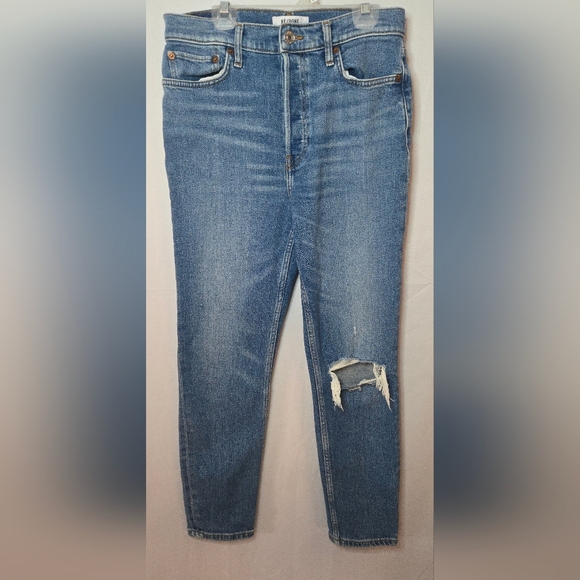 Re/Done Denim - Re/Done 90s High-Rise Ankle Crop Blue Medium Wash Women's 28/6 Jeans